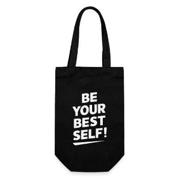 Sei Deine Beste Version Motivation - Geschenkbeutel für Flaschen - Schwarz - Vorne