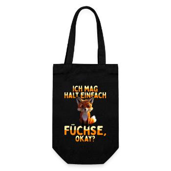 Fuchs Spruch Ich Mag Halt Einfach Füchse Ok Fuchs - Geschenkbeutel für Flaschen - Schwarz - Vorne
