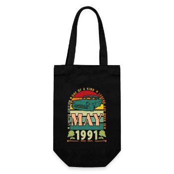 May 1991, May 1991, May 1991 birthday gift. - Gift Bag for Bottles - black - Front