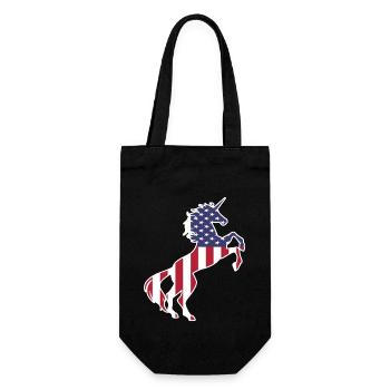 Licorne USA Drapeau T-Shirt Licorne Magique Américain - Sac à bouteille - noir - Devant