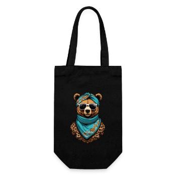 Lustiger Mama Bär Mutter Bärin Muttertag - Geschenkbeutel für Flaschen - Schwarz - Vorne