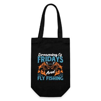Fly Fishing Dreaming Of Fridays And Fish Hunting - Geschenkbeutel für Flaschen - Schwarz - Vorne