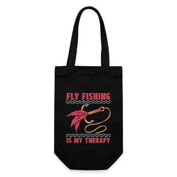 Fly Fishing Is My Therapy Fishing Lover Fisherman - Gift Bag for Bottles - black - Front