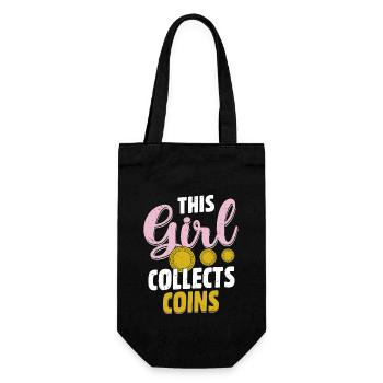 Coins in Her World: A Girl's Numismatic Journey - Gift Bag for Bottles - black - Front