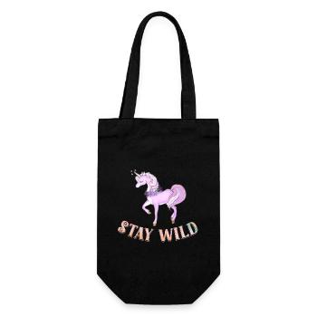 Rester sauvage drôle mignon rose licorne équitation jeu de mots - Sac à bouteille - noir - Devant