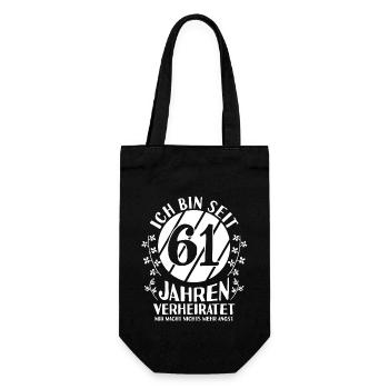 Ehe Ulmen Hochzeit 61 Jahre Verheiratet Hochzeitst - Geschenkbeutel für Flaschen - Schwarz - Vorne