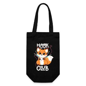 Häkel-Fuchs im Haken-Club - Geschenkbeutel für Flaschen - Schwarz - Vorne
