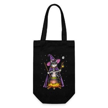 Katze Hexe - Geschenkbeutel für Flaschen - Schwarz - Vorne