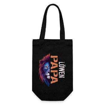 löwen Papa Vatertagsgeschenk Vatertag - Geschenkbeutel für Flaschen - Schwarz - Vorne