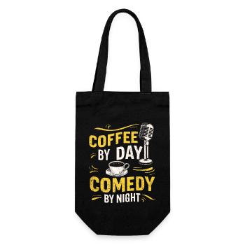 Kaffee bei Tag Comedy bei Nacht Komiker - Geschenkbeutel für Flaschen - Schwarz - Vorne