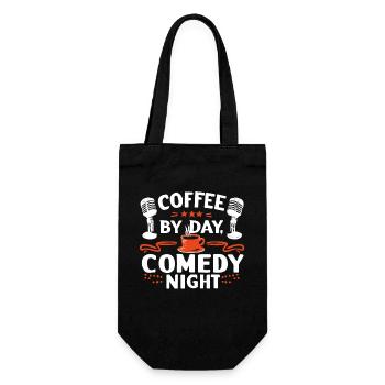 Kaffee bei Tag Comedy bei Nacht Komiker - Geschenkbeutel für Flaschen - Schwarz - Vorne