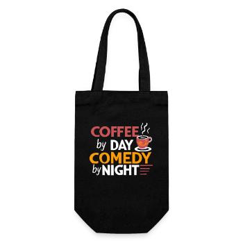 Kaffee bei Tag Comedy bei Nacht Komiker - Geschenkbeutel für Flaschen - Schwarz - Vorne