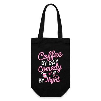 Kaffee bei Tag Comedy bei Nacht Komiker - Geschenkbeutel für Flaschen - Schwarz - Vorne