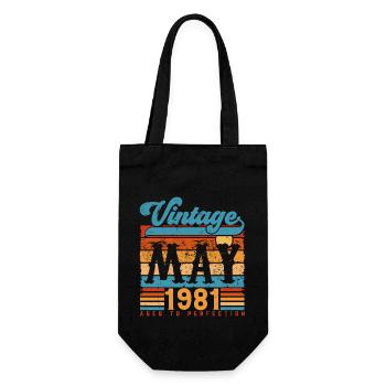 Mai 1981, Vintage Jubiläumsgeschenk Mai 1981. - Geschenkbeutel für Flaschen - Schwarz - Vorne