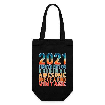 Limited Edition Since 2021 Birthday Vintage 2021 - Gift Bag for Bottles - black - Front