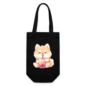 Hund der Bubble Tee trinkt Boba and Dogs Anime - Geschenkbeutel für Flaschen - Schwarz - Vorne