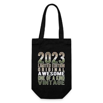 Limited Edition seit 2023 Geburtstag Vintage 2023 - Geschenkbeutel für Flaschen - Schwarz - Vorne