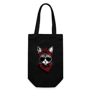 Niedliche Katzenmama Katzenliebhaber Stil - Geschenkbeutel für Flaschen - Schwarz - Vorne