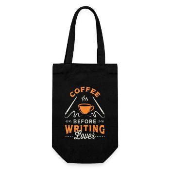 Writing Lover Coffee Before Novelist Coffee Lover - Geschenkbeutel für Flaschen - Schwarz - Vorne
