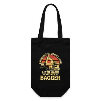 Old man with an excavator construction excavator driver - Gift Bag for Bottles - black - Front