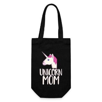 Einhorn Mama T-Shirt - Süßer rosa Regenbogen magisch - Geschenkbeutel für Flaschen - Schwarz - Vorne