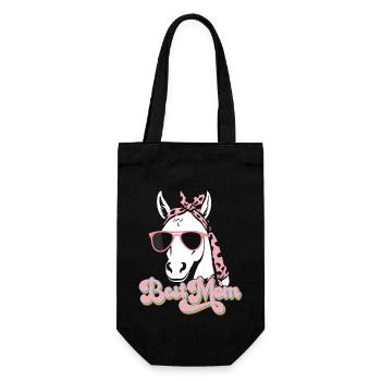 Mama Pferd Pferdeliebhaber Mutter Stilvolle Liebe - Geschenkbeutel für Flaschen - Schwarz - Vorne