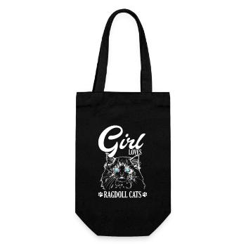 Girl loves Ragdoll Cats Haustier - Geschenkbeutel für Flaschen - Schwarz - Vorne
