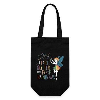 Ich furze Glitzer und Kacke Regenbogen lustige Fee - Geschenkbeutel für Flaschen - Schwarz - Vorne
