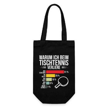 Lustiger Tischtennis Spruch warum ich verliere - Geschenkbeutel für Flaschen - Schwarz - Vorne