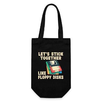 Lass Uns Zusammenhalten Wie Floppy Disks - Geschenkbeutel für Flaschen - Schwarz - Vorne