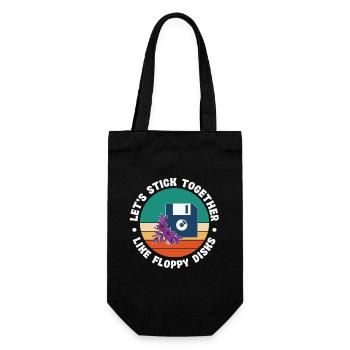 Lass Uns Zusammenhalten Wie Floppy Disks - Geschenkbeutel für Flaschen - Schwarz - Vorne