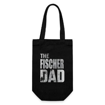 Fischer Dad Vater Familie Geschenkidee - Geschenkbeutel für Flaschen - Schwarz - Vorne