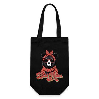Best Mom Funny Mom Bear Mother's Day - Gift Bag for Bottles - black - Front