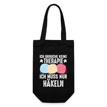 Therapie Häkeln Stricken Nähen Herren Damen - Geschenkbeutel für Flaschen - Schwarz - Vorne