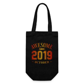 October 2019 - Geburtstag im Oktober Awesome - Geschenkbeutel für Flaschen - Schwarz - Vorne