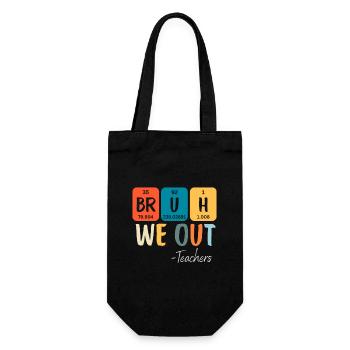 Bruh We Out Lehrer Retro Lustig Letzter Schultag - Geschenkbeutel für Flaschen - Schwarz - Vorne