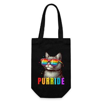 Purride Cat Pride Monat LGBTQ Rainbow Gay Parade - Geschenkbeutel für Flaschen - Schwarz - Vorne