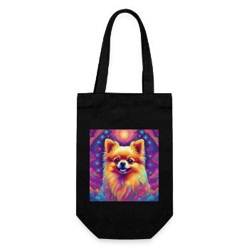 Zwergspitz Pomeranian Hund niedlich Geschenk - Geschenkbeutel für Flaschen - Schwarz - Vorne