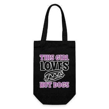 Hot Dog Adult Girl This Girl Loves - Geschenkbeutel für Flaschen - Schwarz - Vorne