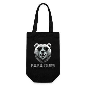 Cool bear head with sunglasses. Papa Bear - Gift Bag for Bottles - black - Front