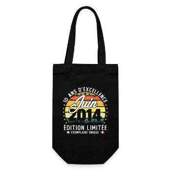 Juin 2014 Vintage Cadeau Anniversaire 10 Ans - Sac à bouteille - noir - Devant