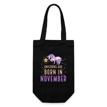 Einhörner werden im November geboren Geburtsmonat Geburtstag - Geschenkbeutel für Flaschen - Schwarz - Vorne