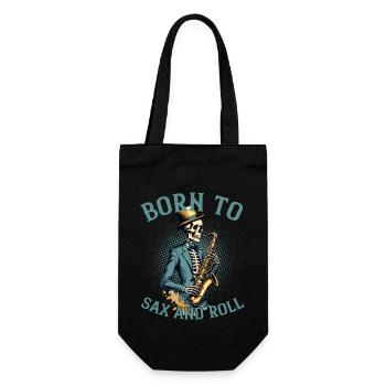 Sax and Roll Lustiges Saxophon Jazz Musik Design - Geschenkbeutel für Flaschen - Schwarz - Vorne