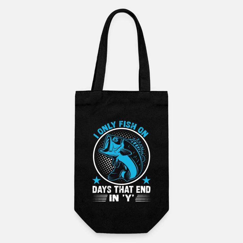 I Only Fish On Days That End In 'Y' - Gift Bag for Bottles - black
