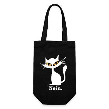 Nein Katze lustig grimmige Katze böser Blick - Geschenkbeutel für Flaschen - Schwarz - Vorne