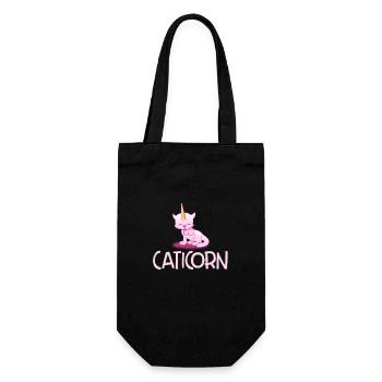 Caticorn Lustige Regenbogenkatze Einhorn Magisches Mädchen - Geschenkbeutel für Flaschen - Schwarz - Vorne