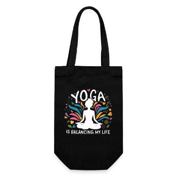 Yoga balanciert mein Leben - Geschenkbeutel für Flaschen - Schwarz - Vorne