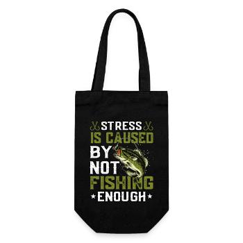 Stress is caused by not Fishing enough - Gift Bag for Bottles - black - Front