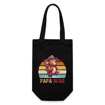 Père Papa Ours Fête des Pères Ours Rétro Drôle Grizzly - Sac à bouteille - noir - Devant