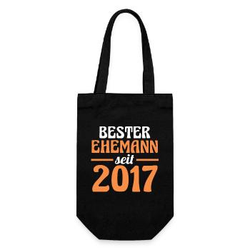 Valentinstag Bester Ehemann Seit 2017 - Geschenkbeutel für Flaschen - Schwarz - Vorne
